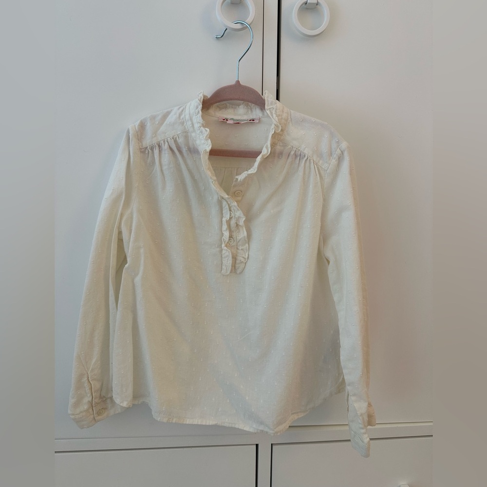 White Ruffled Kids Shirt